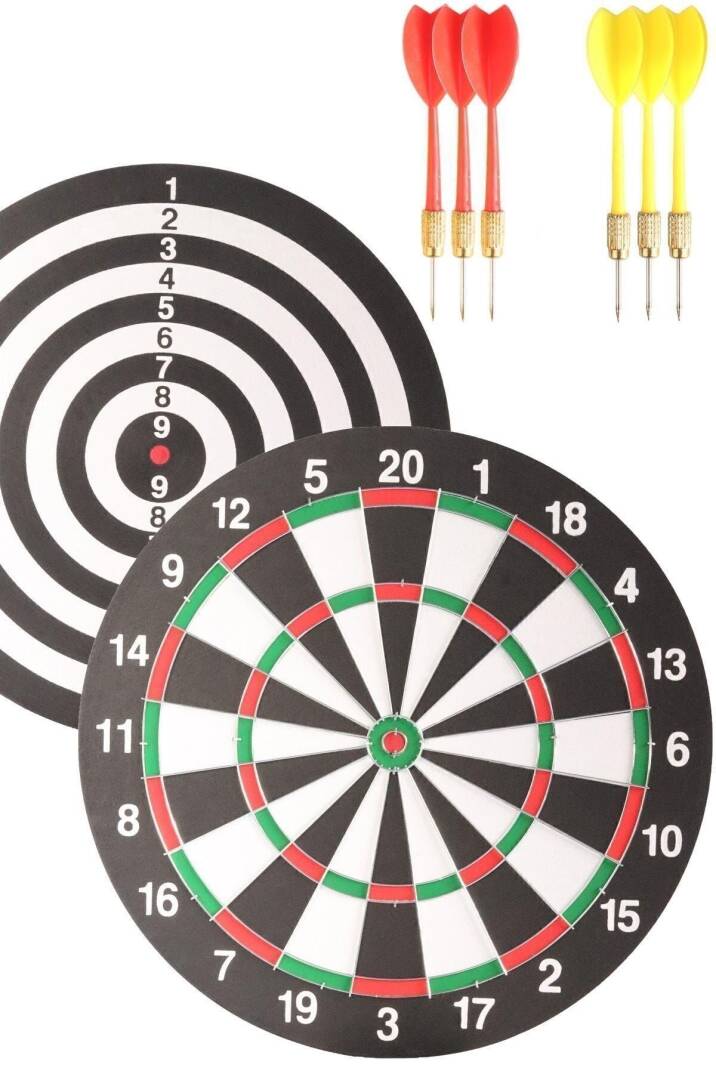Dart Seti 38 cm (15 İnç) + 6 Dart Oku (6 Gr) Hedef Tahtası - 1