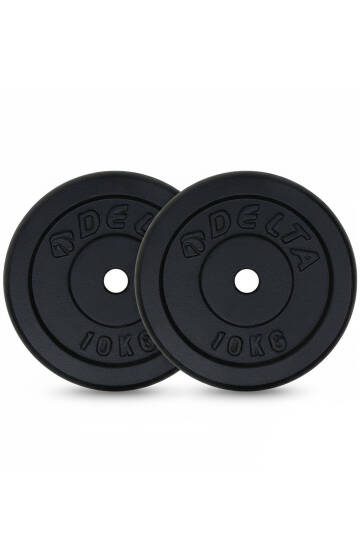 Döküm Plaka Siyah 10 KG x 2 Adet Toplam 20 Kg  Ağırlık Dambıl Plakası Dayanıklı ve Ergonomik Set
