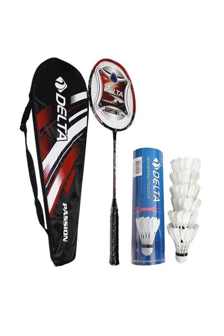 Fiberglass Tek Parça Badminton Raketi + Çantası + 6 Adet Kaz Tüyü Deluxe Badminton Topu Seti - 1