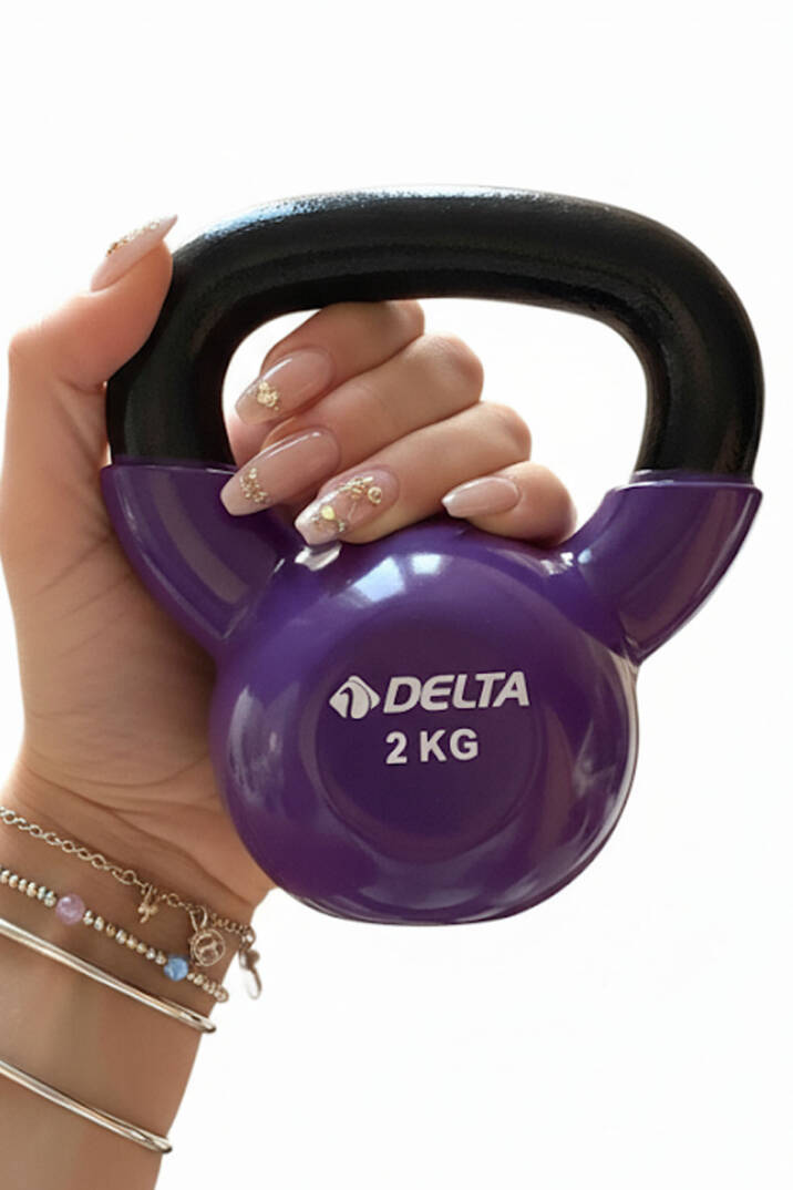 Kettlebell 2 Kg × 2’li Set Döküm Ağırlık Vinyl Kaplı Dambıl Evde Spor Squat Çaydanlık Dumbbell - 3